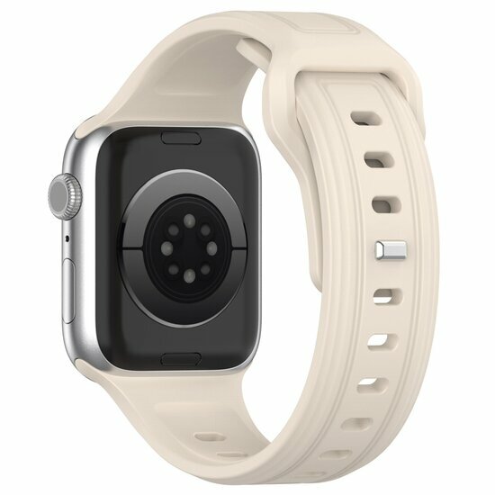Quadratisches Silikonarmband - Beige - Geeignet f&uuml;r Apple Watch 38mm / 40mm / 41mm / 42mm