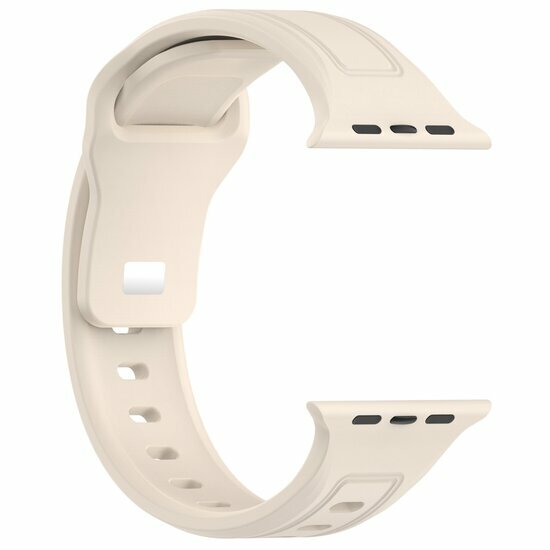 Quadratisches Silikonarmband - Beige - Geeignet f&uuml;r Apple Watch 38mm / 40mm / 41mm / 42mm