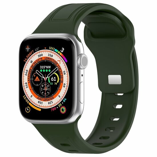 Quadratisches Silikonarmband - Dunkelgr&uuml;n - Geeignet f&uuml;r Apple Watch 38mm / 40mm / 41mm / 42mm