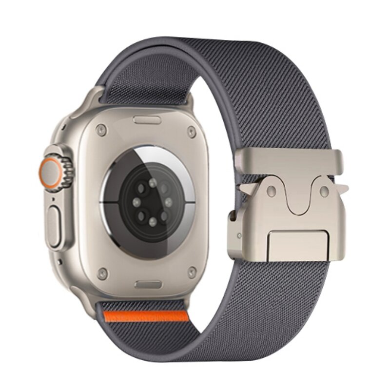 Nylonband mit Fallschirmverschluss - Dunkelgrau - Geeignet f&uuml;r Apple Watch 38mm / 40mm / 41mm / 42mm