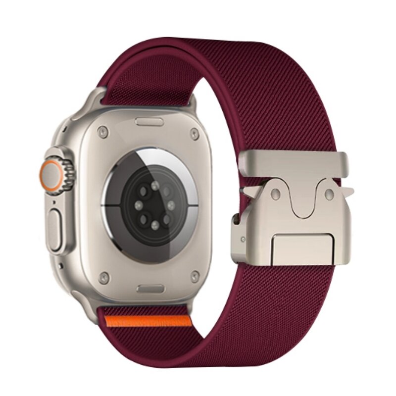 Nylonband mit Fallschirmverschluss - Bordeaux - Geeignet f&uuml;r Apple Watch 44mm / 45mm / 46mm / 49mm