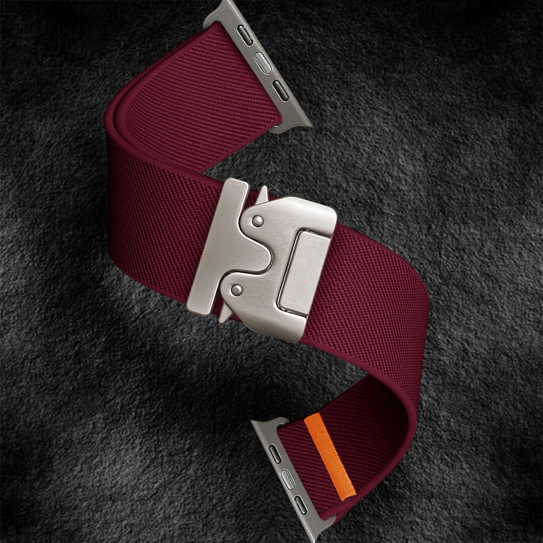 Nylonband mit Fallschirmverschluss - Bordeaux - Geeignet f&uuml;r Apple Watch 44mm / 45mm / 46mm / 49mm
