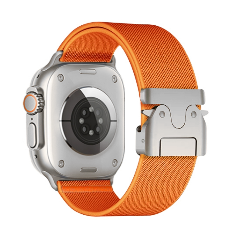 Nylonband mit Fallschirmverschluss - Orange - Geeignet f&uuml;r Apple Watch 44mm / 45mm / 46mm / 49mm