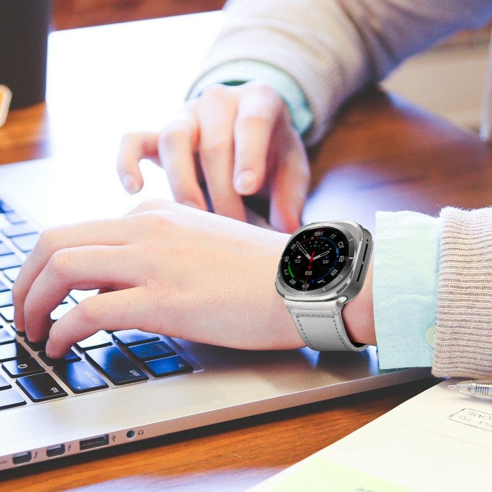 Klassisches Lederarmband - Grau - Samsung Galaxy Watch 8 - 40mm / 44mm