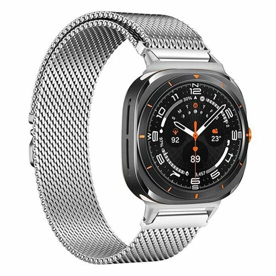 Milanaiseband mit Fallschirmschlie&szlig;e - Silber - Samsung Galaxy Watch 8 Classic - 46mm