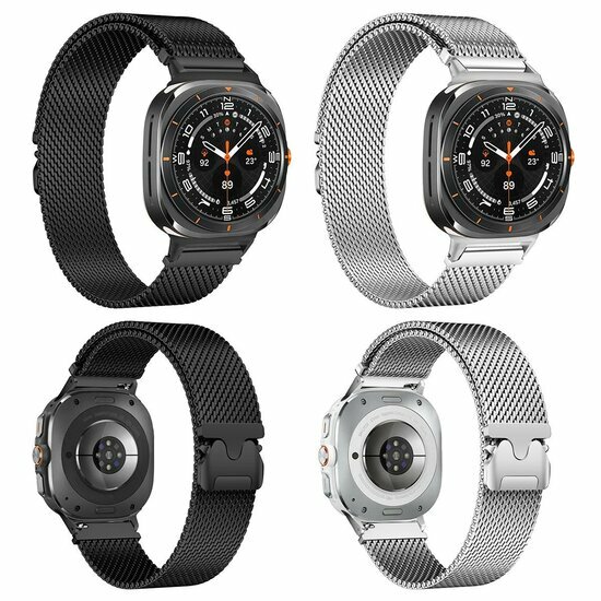 Milanaiseband mit Fallschirmschlie&szlig;e - Silber - Samsung Galaxy Watch 8 Classic - 46mm