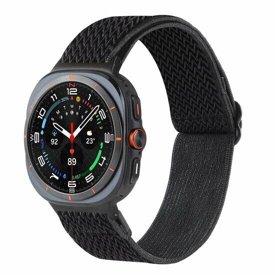 Elastisches Solo Loop Nylonarmband - Schwarz - Samsung Galaxy Watch 8 Classic - 46mm