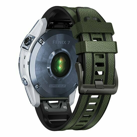 Leder + Silikonband - Gr&uuml;n - Garmin Epix Gen 2 (47mm) / MARQ / Quatix 7/6/5
