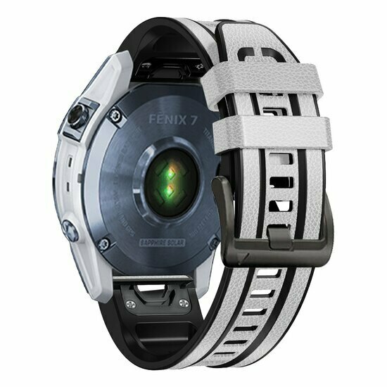 Leder + Silikonarmband - Wei&szlig; - Garmin Epix Gen 2 (47mm) / MARQ / Quatix 7/6/5