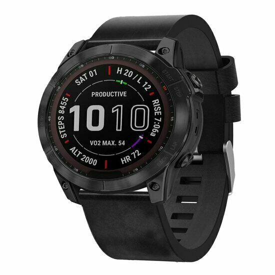 Lederband - Schwarz - Garmin Tactix 8 - 51mm