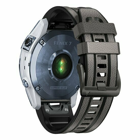 Leder + Silikonarmband - Grau - Garmin Tactix 8 - 51mm