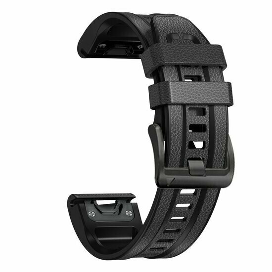 Leder + Silikonarmband - Dunkelgrau - Garmin Tactix 8 - 51mm