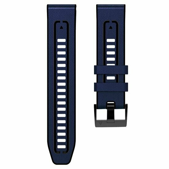 Leder + Silikonarmband - Blau - Garmin Tactix 8 - 51mm