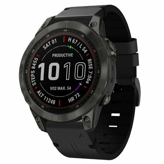 Lederband - Schwarz - Garmin Tactix 8 - 47mm