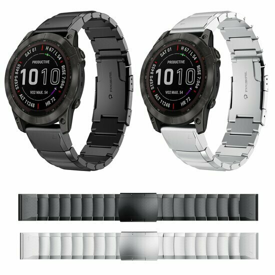 Edelstahl-Gliederarmband - Schwarz - Garmin Fenix 8 / 8 Pro - 47mm