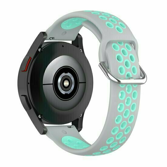 Silikon-Sportband mit Schnalle - Grau + T&uuml;rkis - Xiaomi Redmi Watch 5 Active / Redmi Watch 5 Lite