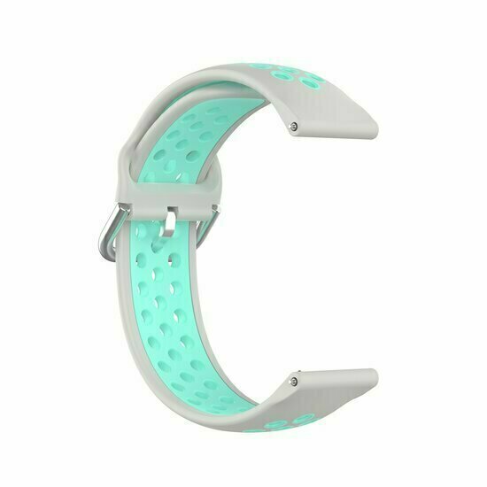 Silikon-Sportband mit Schnalle - Grau + T&uuml;rkis - Xiaomi Redmi Watch 5 Active / Redmi Watch 5 Lite
