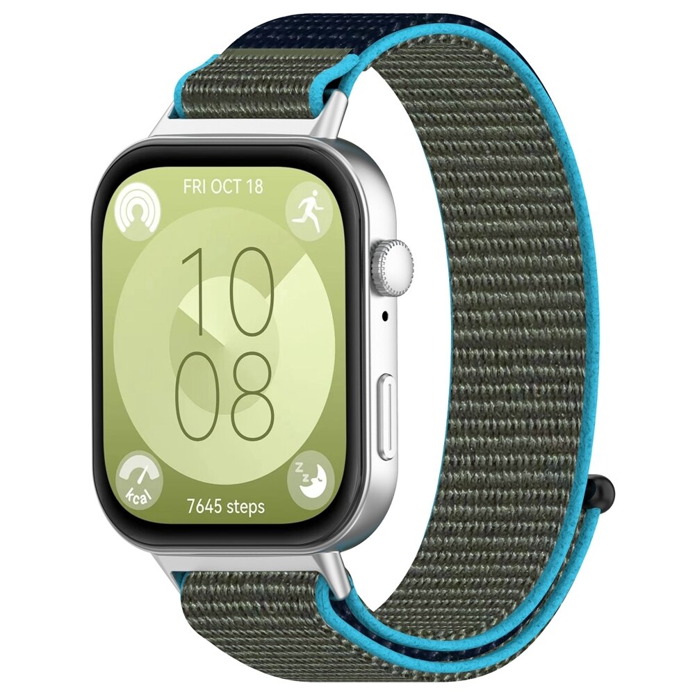 Sport Loop Nylonband - Blau mit Gr&uuml;n - Huawei Watch Fit 3 / Fit 4