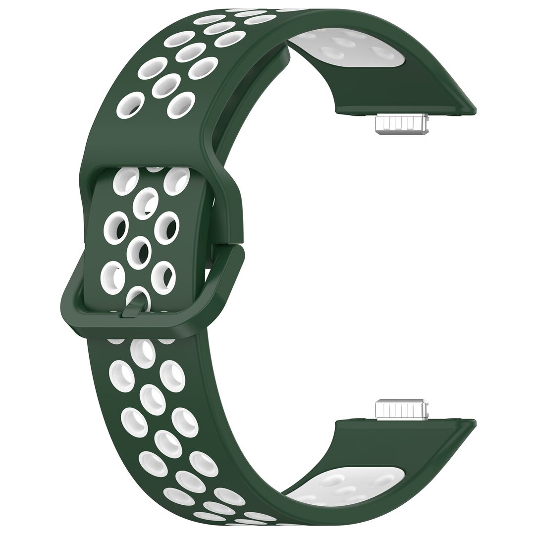 Zweifarbiges Silikonband - Gr&uuml;n mit Wei&szlig; - Huawei Watch Fit 3 / Fit 4