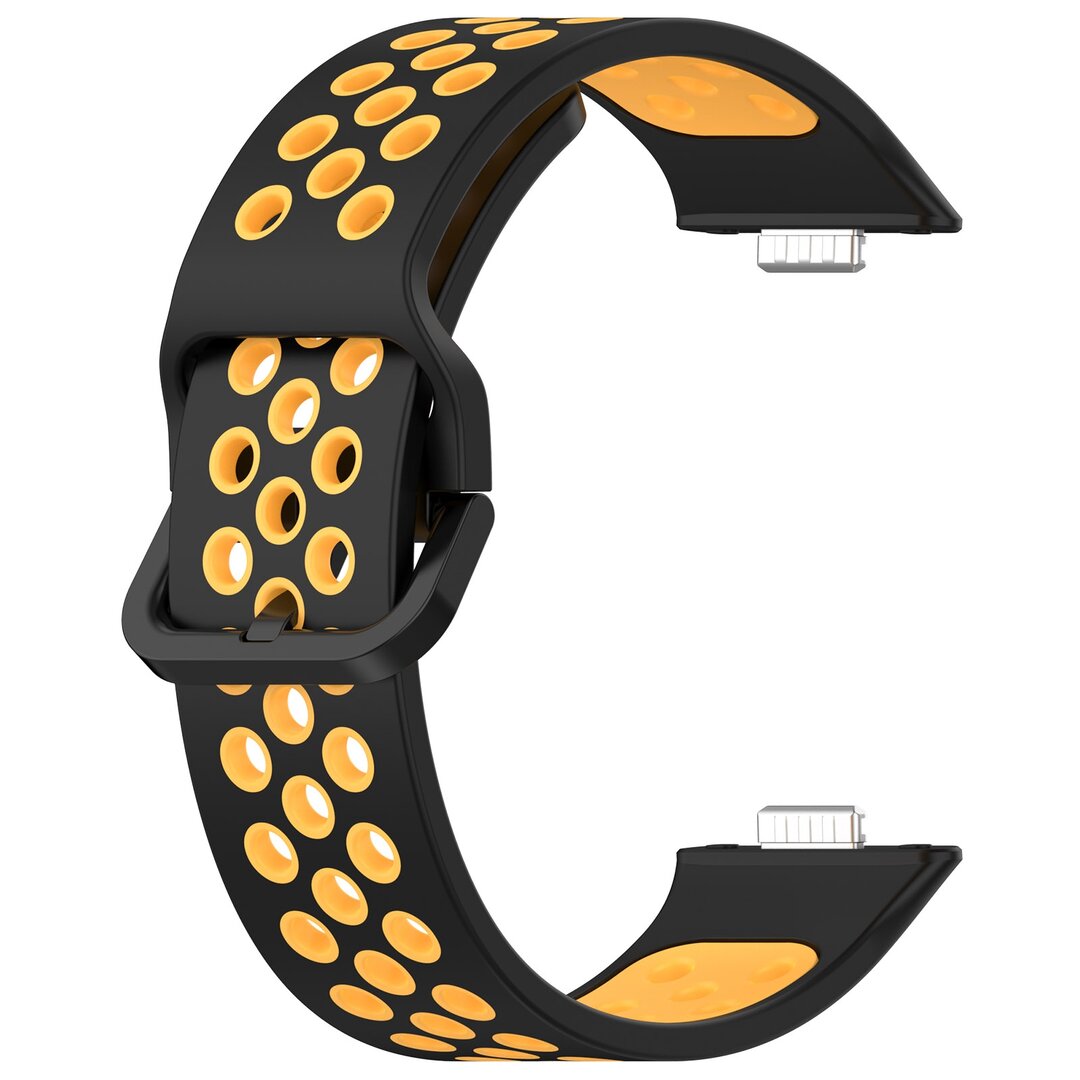 Zweifarbiges Silikonband - Schwarz mit Orange - Huawei Watch Fit 3 / Fit 4