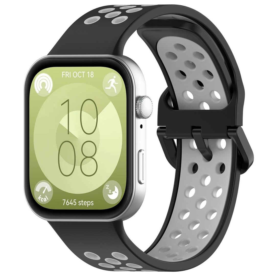 Zweifarbiges Silikonband - Schwarz mit Grau - Huawei Watch Fit 3 / Fit 4