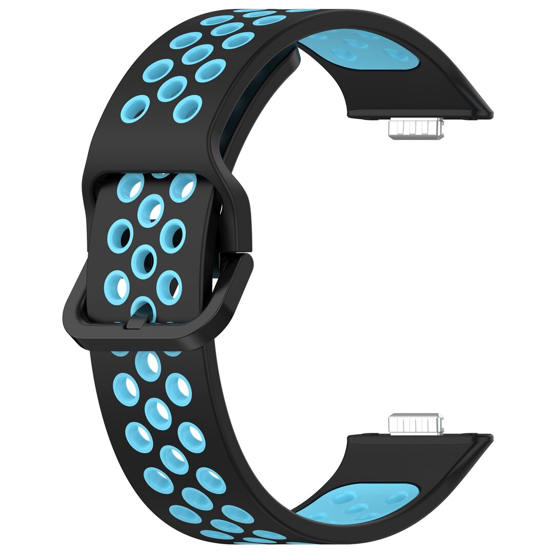 Zweifarbiges Silikonband - Schwarz mit Blau - Huawei Watch Fit 3 / Fit 4
