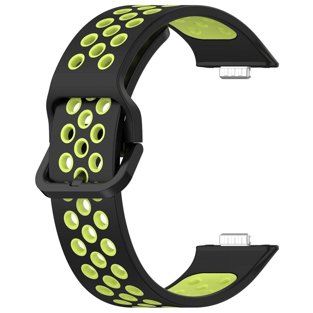 Zweifarbiges Silikonband - Schwarz mit Gr&uuml;n - Huawei Watch Fit 3 / Fit 4