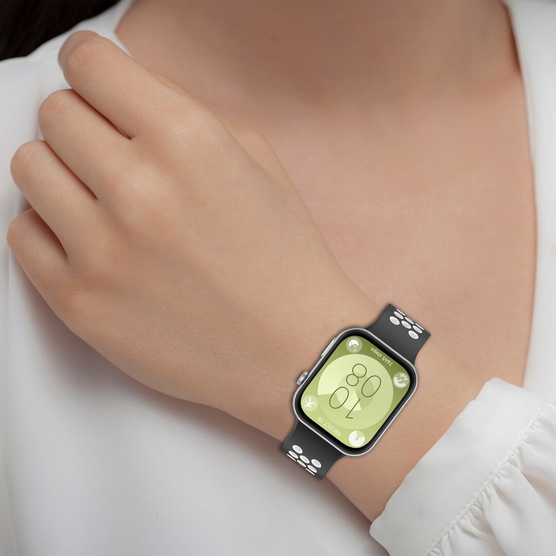 Zweifarbiges Silikonband - Rot mit Wei&szlig; - Huawei Watch Fit 3 / Fit 4