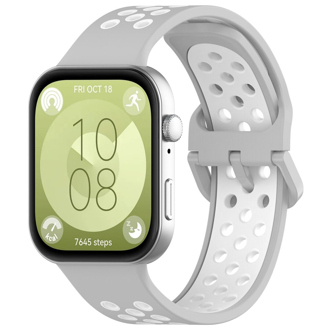 Zweifarbiges Silikonband - Grau mit Wei&szlig; - Huawei Watch Fit 3 / Fit 4