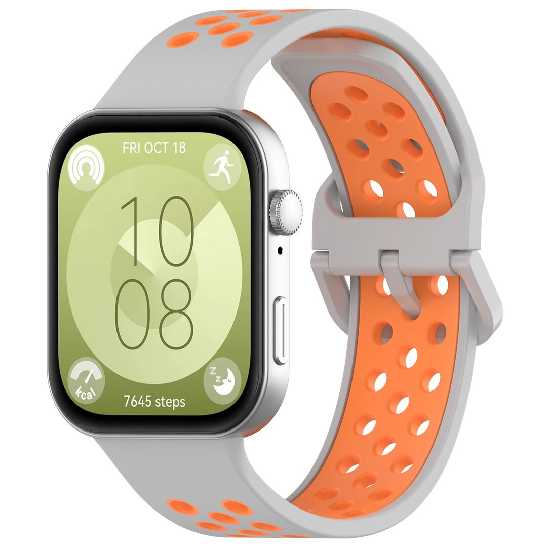 Zweifarbiges Silikonband - Grau mit Orange - Huawei Watch Fit 3 / Fit 4