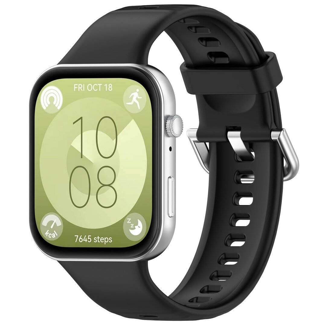 Silikonband mit Dornschlie&szlig;e - Schwarz - Huawei Watch Fit 3 / Fit 4