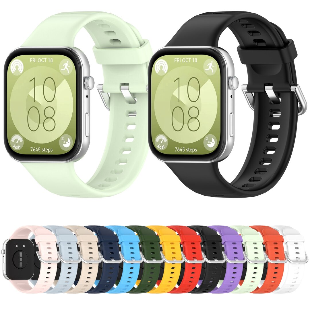 Silikonband mit Dornschlie&szlig;e - Schwarz - Huawei Watch Fit 3 / Fit 4