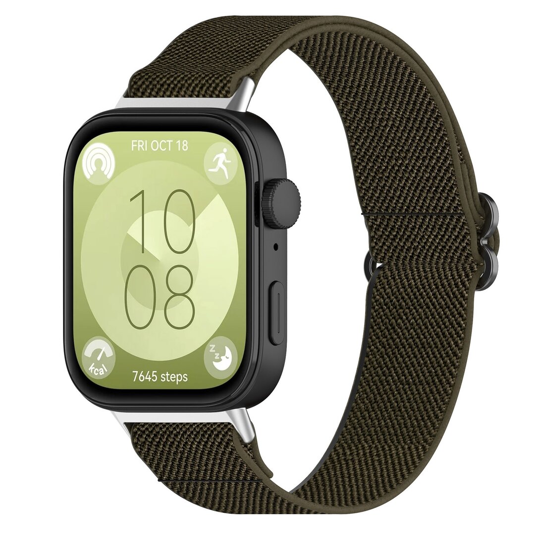 Elastisches Nylonband - Dunkelgr&uuml;n - Huawei Watch Fit 3 / Fit 4