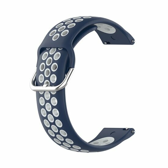 Garmin Forerunner 55 / 245 / 645 - Silikon-Sportarmband mit Schnalle - Dunkelblau + Wei&szlig;