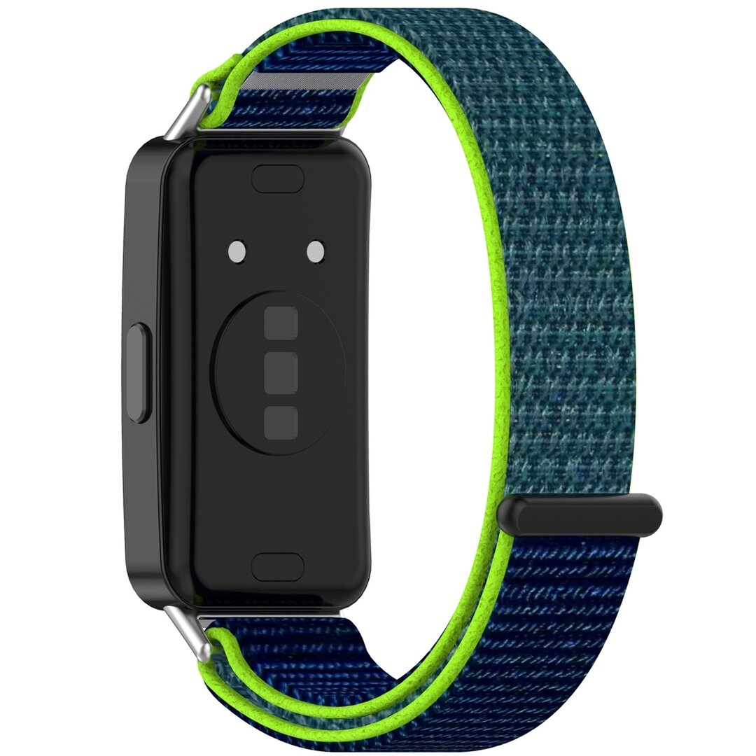 Sport Loop Nylonband - Dunkelblau mit Gr&uuml;n - Huawei Band 10 / 9 / 8