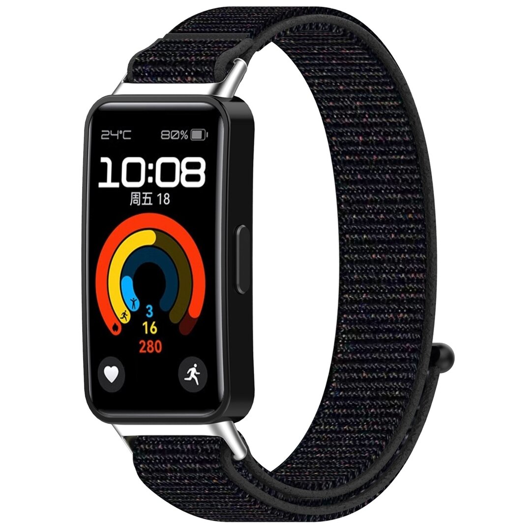 Sport Loop Nylonband - Schwarz melange - Huawei Band 10 / 9 / 8