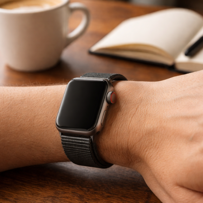 Sport Loop Armband - Schwarz - Geeignet f&uuml;r Apple Watch 44mm / 45mm / 46mm / 49mm