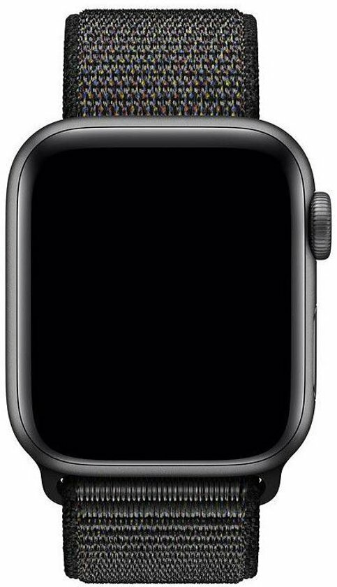 Sport Loop Armband - Schwarz - Geeignet f&uuml;r Apple Watch 44mm / 45mm / 46mm / 49mm