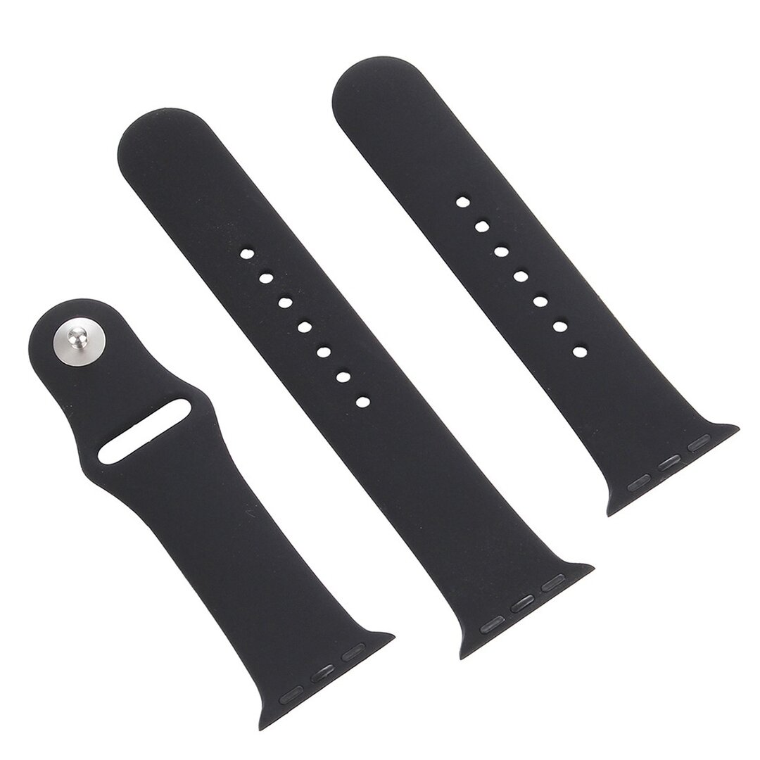 Gummi-Sportband - Schwarz - Geeignet f&uuml;r Apple Watch 38mm / 40mm / 41mm / 42mm