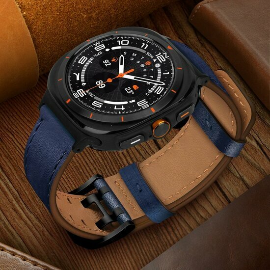 Lederband mit Doppelschlie&szlig;e - Dunkelblau - Samsung Galaxy Watch 8 Classic - 46mm