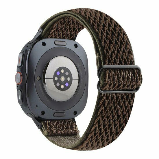 Elastisches Solo Loop Nylonarmband - Braun mit dunkelgr&uuml;n - Samsung Galaxy Watch 8 Classic - 46mm