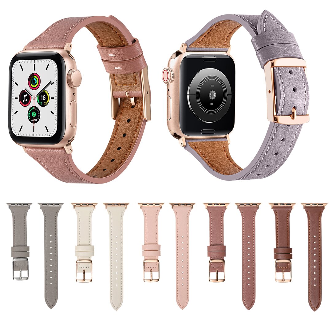 Lederarmband - Hellrosa - Geeignet f&uuml;r Apple Watch 38mm / 40mm / 41mm / 42mm