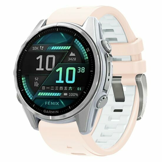 Silikonarmband - Lachsrosa mit wei&szlig; - Garmin Instinct E - 40mm