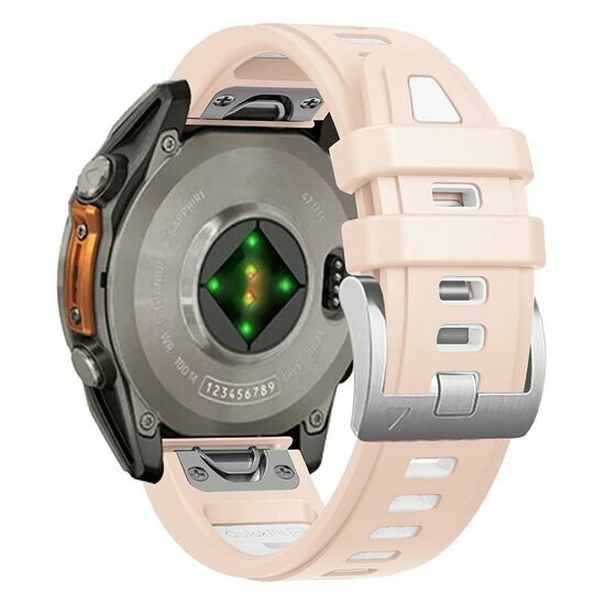 Silikonarmband - Lachsrosa mit wei&szlig; - Garmin Instinct E - 40mm