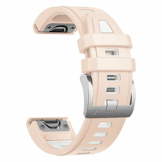 Silikonarmband - Lachsrosa mit wei&szlig; - Garmin Instinct E - 40mm
