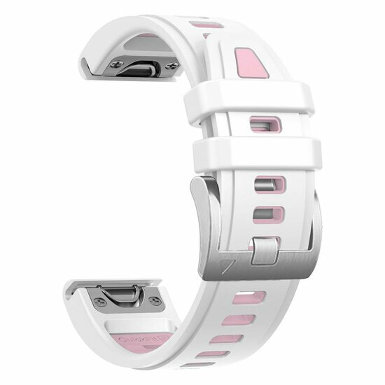Silikonarmband - Wei&szlig; mit rosa - Garmin Instinct E - 40mm