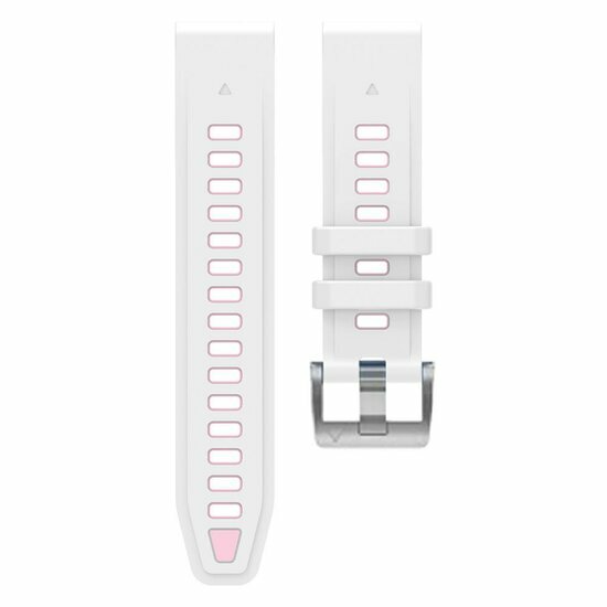 Silikonarmband - Wei&szlig; mit rosa - Garmin Instinct E - 40mm