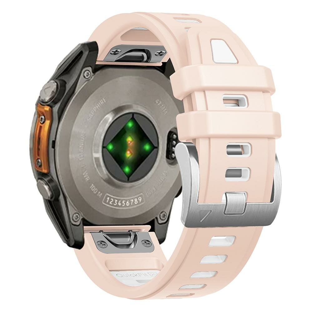 Silikonarmband - Lachsrosa mit wei&szlig; - Garmin Fenix 8 - 43mm