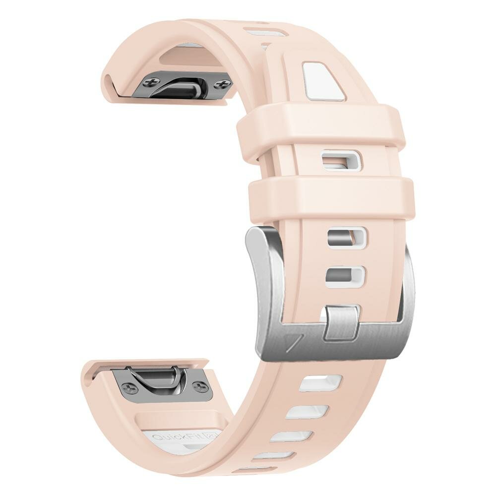 Silikonarmband - Lachsrosa mit wei&szlig; - Garmin Fenix 8 - 43mm