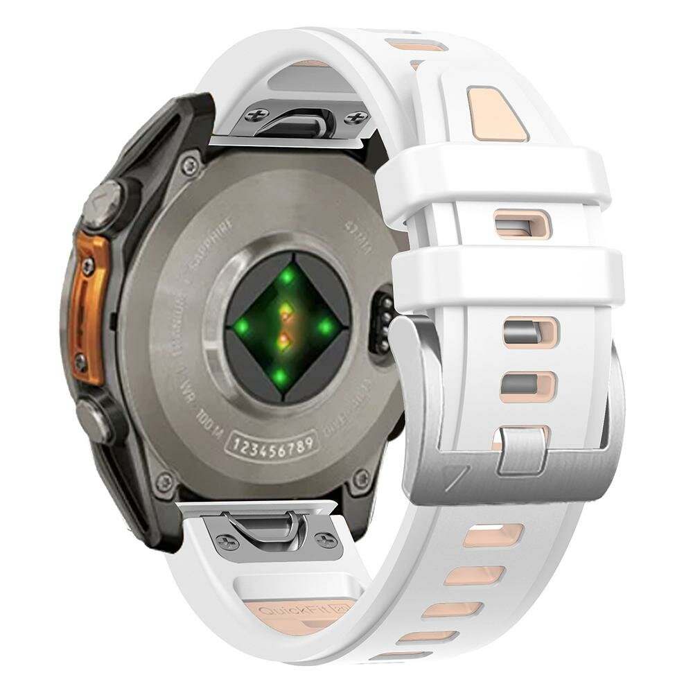 Silikonarmband - Wei&szlig; mit Lachsrosa - Garmin Fenix 8 - 43mm